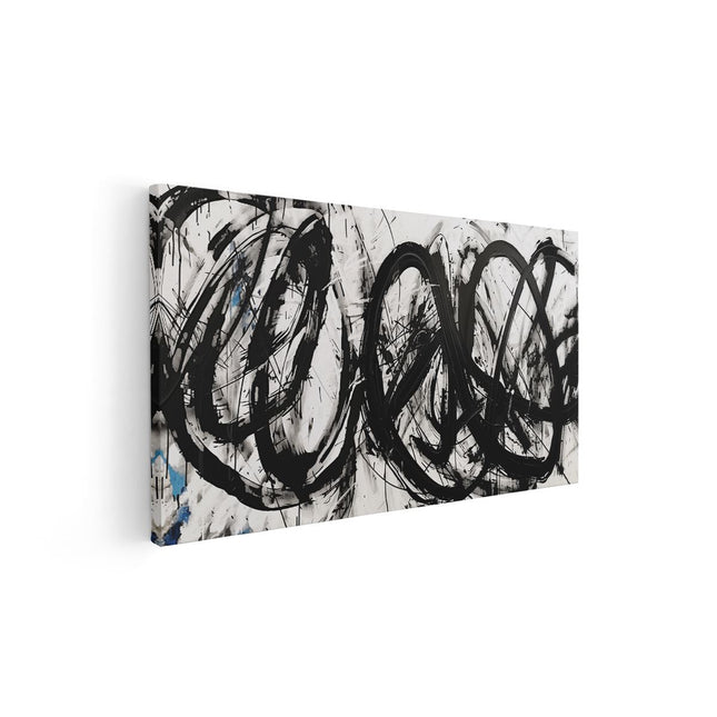 Canvas schilderij vooraanzicht Zwart Wit Kunstwerk met Veel Wervelingen