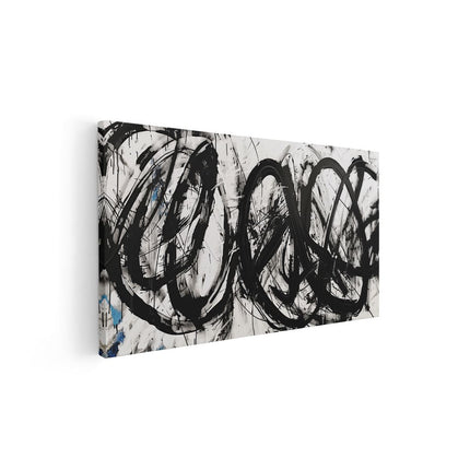 Canvas schilderij vooraanzicht Zwart Wit Kunstwerk met Veel Wervelingen