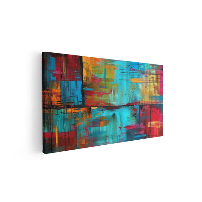 Canvas schilderij vooraanzicht Abstract Kunstwerk met Heldere Kleuren