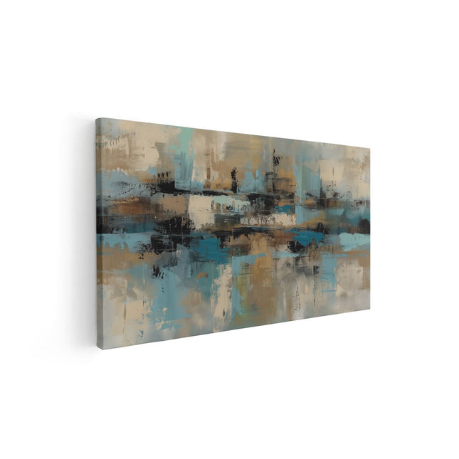 Canvas schilderij vooraanzicht Abstract Kunstwerk in Blauw en Bruin