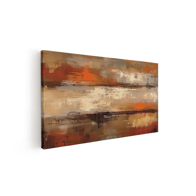 Canvas schilderij vooraanzicht Abstract Kunstwerk in Oranje, Bruin en Beige