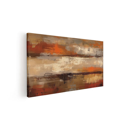 Canvas schilderij vooraanzicht Abstract Kunstwerk in Oranje, Bruin en Beige
