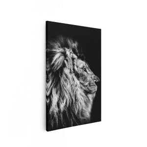 Canvas schilderij vooraanzicht Leeuw - Leeuwenkop - Zwart Wit