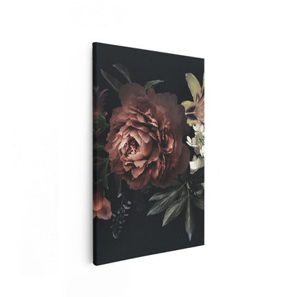 Canvas schilderij vooraanzicht Bloemen Op Een Zwart Achtergrond