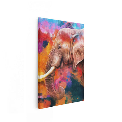 Canvas schilderij vooraanzicht Kleurrijke Olifant - Abstract