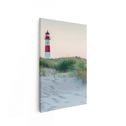 Canvas schilderij vooraanzicht Strand En Duinen Met Een Vuurtoren