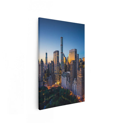 Canvas schilderij vooraanzicht New York Bij Zonsopgang