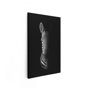 Canvas schilderij vooraanzicht Halve Zebra - Zwart Wit
