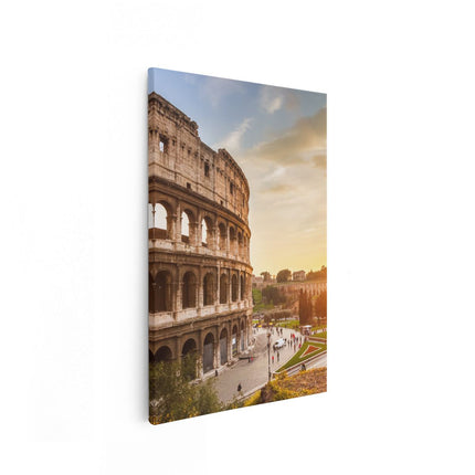 Canvas schilderij vooraanzicht Colosseum bij Zonsondergang in Italïe