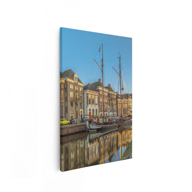 Canvas schilderij vooraanzicht Groningen Hoge der A Haven