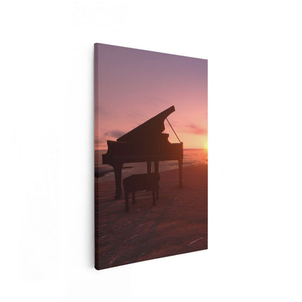 Canvas schilderij vooraanzicht Piano op het Strand bij Zonsondergang