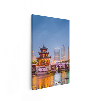 Canvas schilderij vooraanzicht Rivier bij Stad Guiyang in China