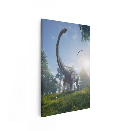 Canvas schilderij vooraanzicht Diplodocus Dinosauriër in het Bos