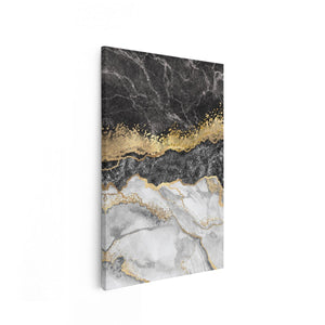 Canvas schilderij vooraanzicht Abstracte Kunst - Zwart met Witte Marmer