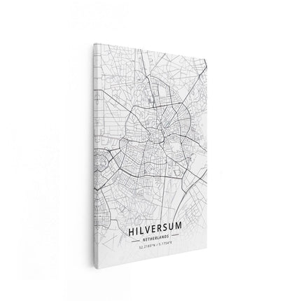 Canvas schilderij vooraanzicht Stadskaart Hilversum in het Wit