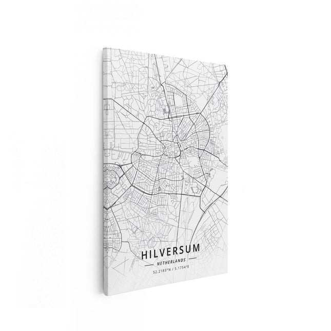 Canvas schilderij vooraanzicht Stadskaart Hilversum in het Wit