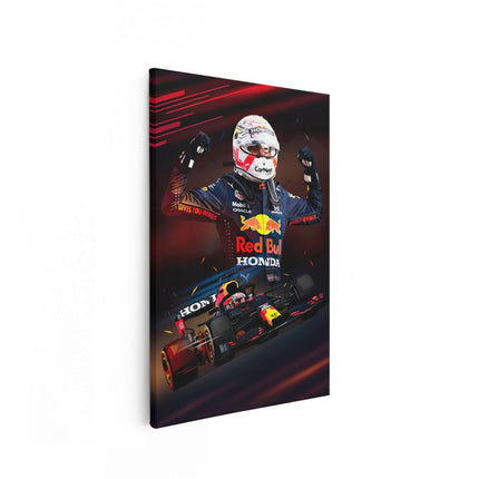 Canvas schilderij vooraanzicht Max Verstappen bij Red Bull F1