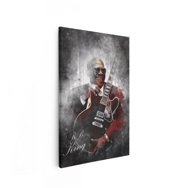 Canvas schilderij vooraanzicht B.B. King met zijn Gitaar