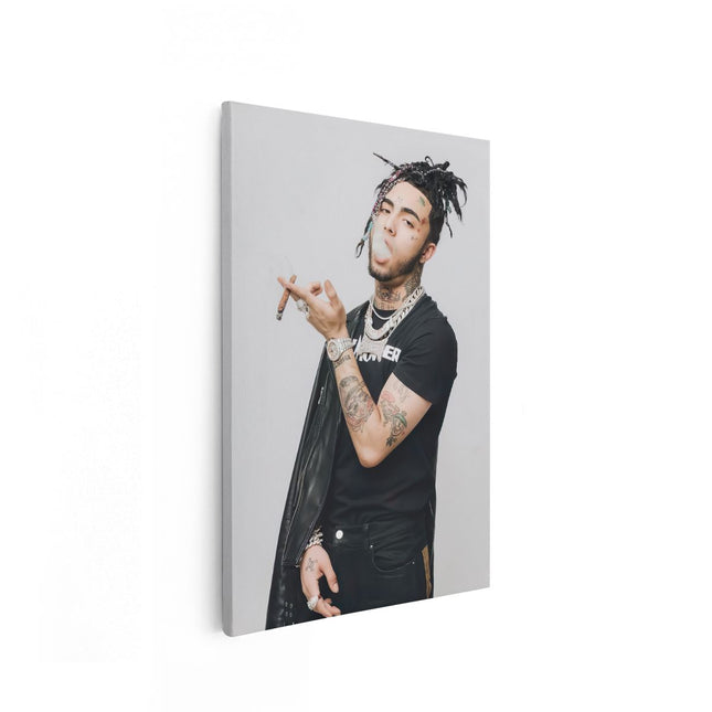 Canvas schilderij vooraanzicht Lil Pump Rookt Een Sigaar