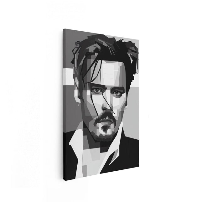 Canvas schilderij vooraanzicht Johnny Depp in het Zwart Wit
