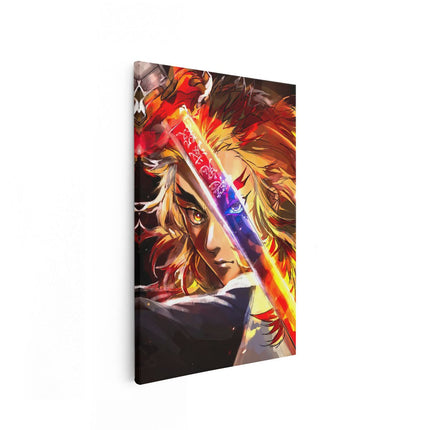 Canvas schilderij vooraanzicht Anime Karakter Kyōjurō Rengoku