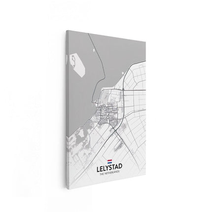 Canvas schilderij vooraanzicht Stadskaart Lelystad in het Wit