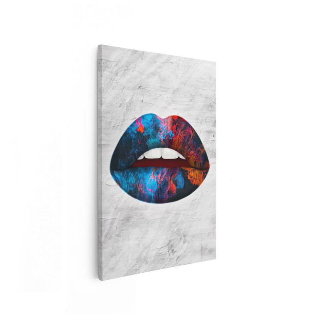 Canvas schilderij vooraanzicht Lippen van Abstracte Kleuren