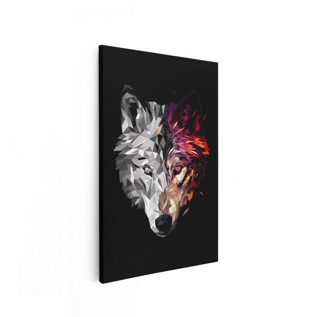 Canvas schilderij vooraanzicht Wolf in Geometrische Vormen