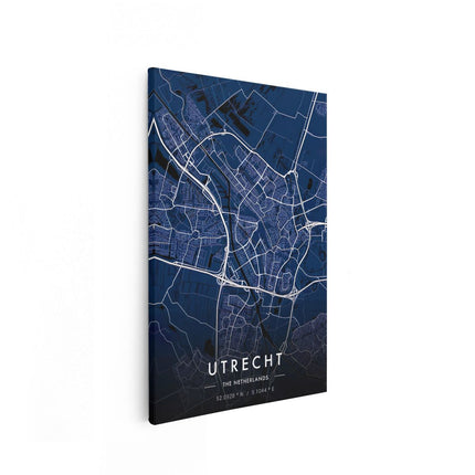 Canvas schilderij vooraanzicht Stadskaart Utrecht in het Blauw en Wit