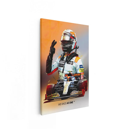 Canvas schilderij vooraanzicht Lando Norris bij McLaren F1