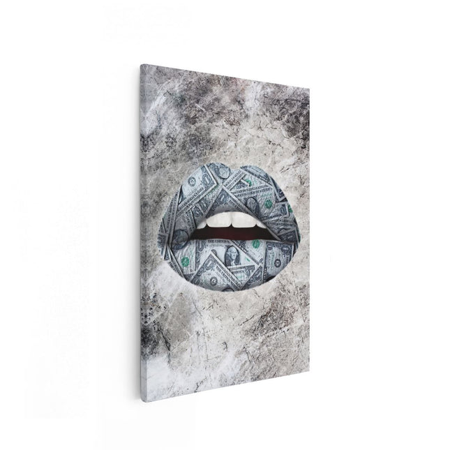 Canvas schilderij vooraanzicht Dollar Lippen 