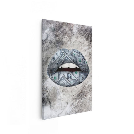 Canvas schilderij vooraanzicht Dollar Lippen 