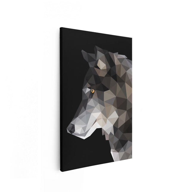 Canvas schilderij vooraanzicht Wolf in Geometrische Vormen