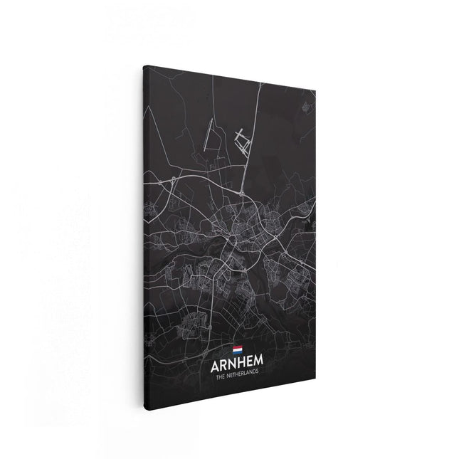 Canvas schilderij vooraanzicht Stadskaart Arnhem in het Zwart