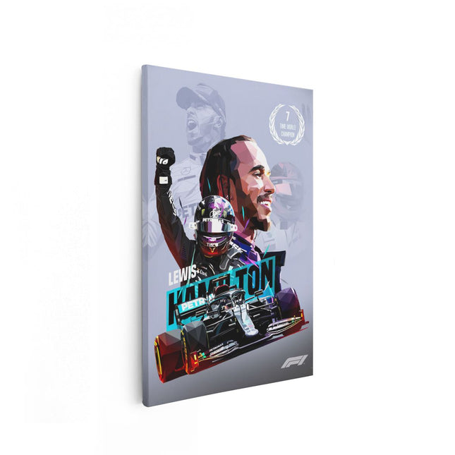 Canvas schilderij vooraanzicht Lewis Hamilton bij Mercedes F1