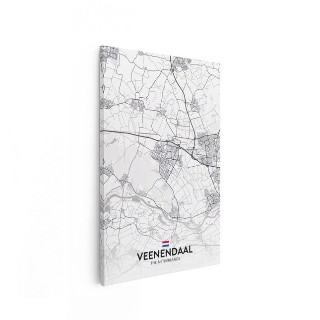 Canvas schilderij vooraanzicht Stadskaart Veenendaal in het Wit