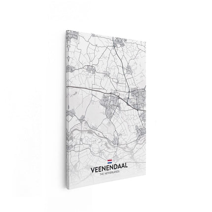 Canvas schilderij vooraanzicht Stadskaart Veenendaal in het Wit