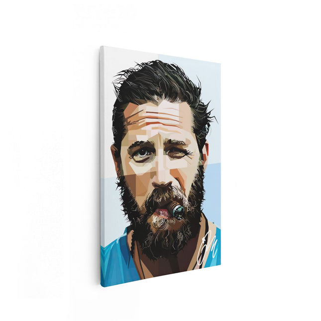 Canvas schilderij vooraanzicht Tom Hardy met een Sigaar