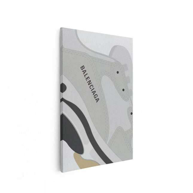 Canvas schilderij vooraanzicht Witte Balenciaga Schoen