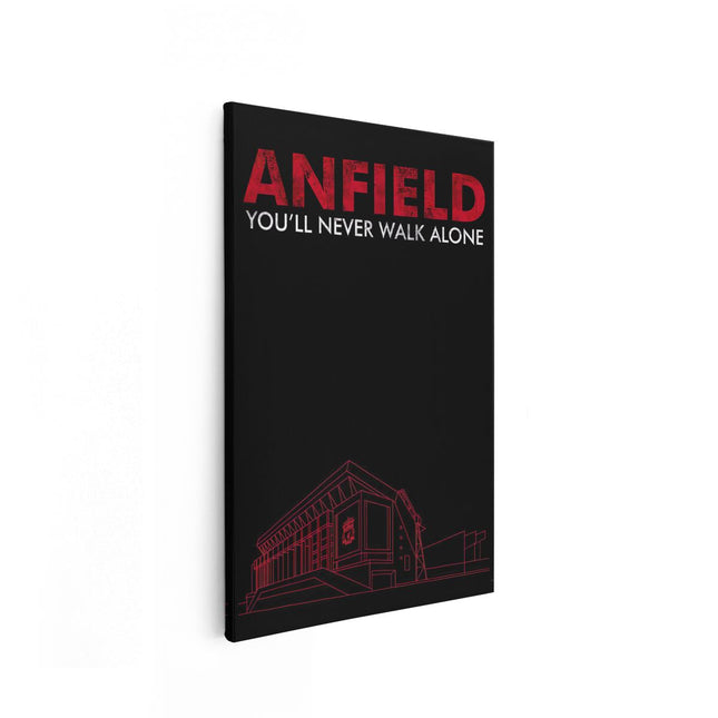 Canvas schilderij vooraanzicht Liverpool Anfield You'll Never Walk Alone Tekst