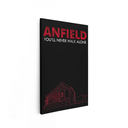 Canvas schilderij vooraanzicht Liverpool Anfield You'll Never Walk Alone Tekst