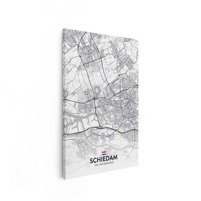 Canvas schilderij vooraanzicht Stadskaart Schiedam in het Wit