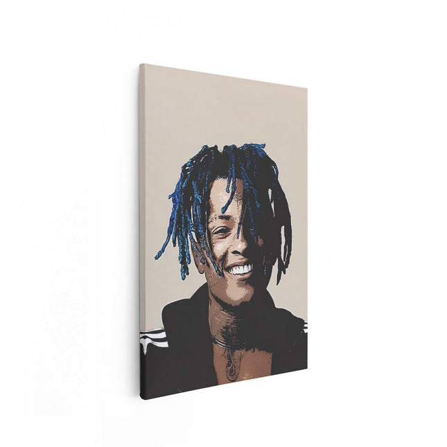 Canvas schilderij vooraanzicht XXXTentacion met Blauw Haar