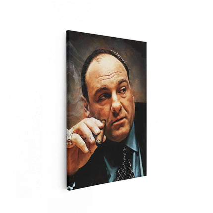 Canvas schilderij vooraanzicht Tony Soprano met een Sigaar