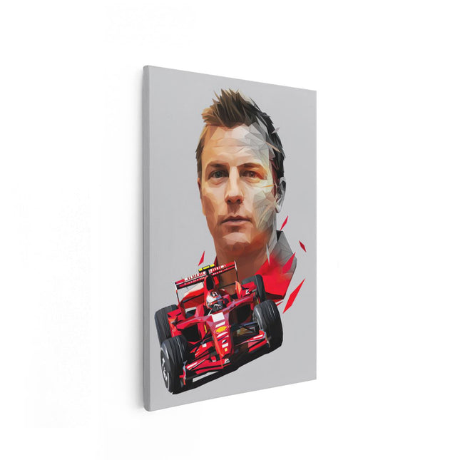 Canvas schilderij vooraanzicht Kimi Raikkonen bij Ferrari F1