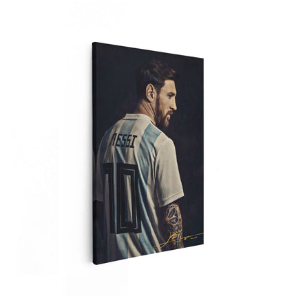 Canvas schilderij vooraanzicht Voetbalspeler Messi bij Argentinië