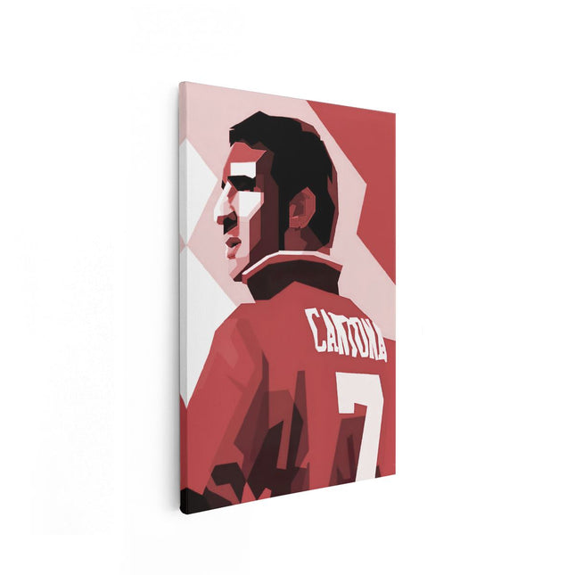 Canvas schilderij vooraanzicht Voetbalspeler Éric Cantona bij Manchester United