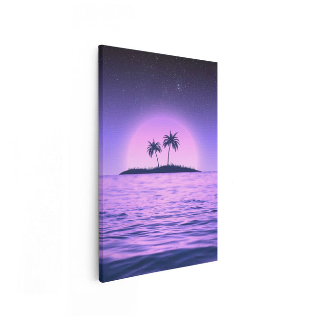 Canvas schilderij vooraanzicht Paarse Zonsondergang op een Eiland