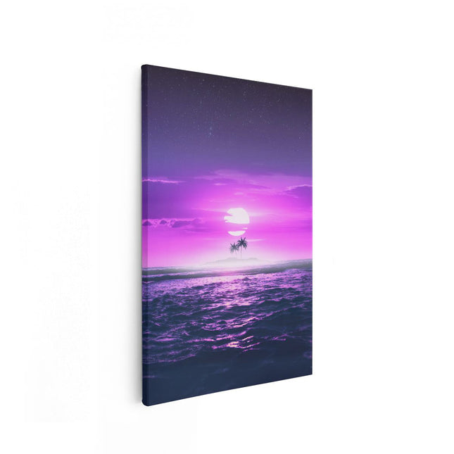 Canvas schilderij vooraanzicht Roze Zonsondergang op de Zee