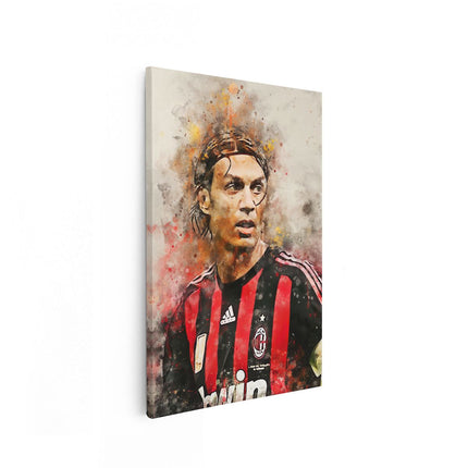 Canvas schilderij vooraanzicht Voetbalspeler Paolo Maldini bij AC Milan